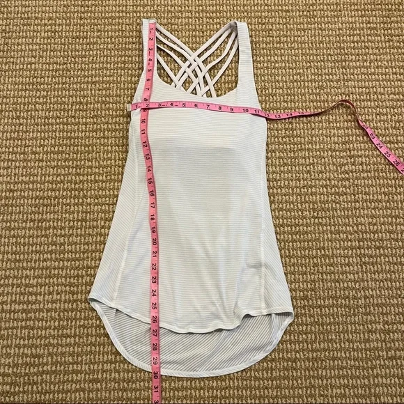 Lululemon Wild Open Back White Striped Tank 6 - Picture 4 of 8
